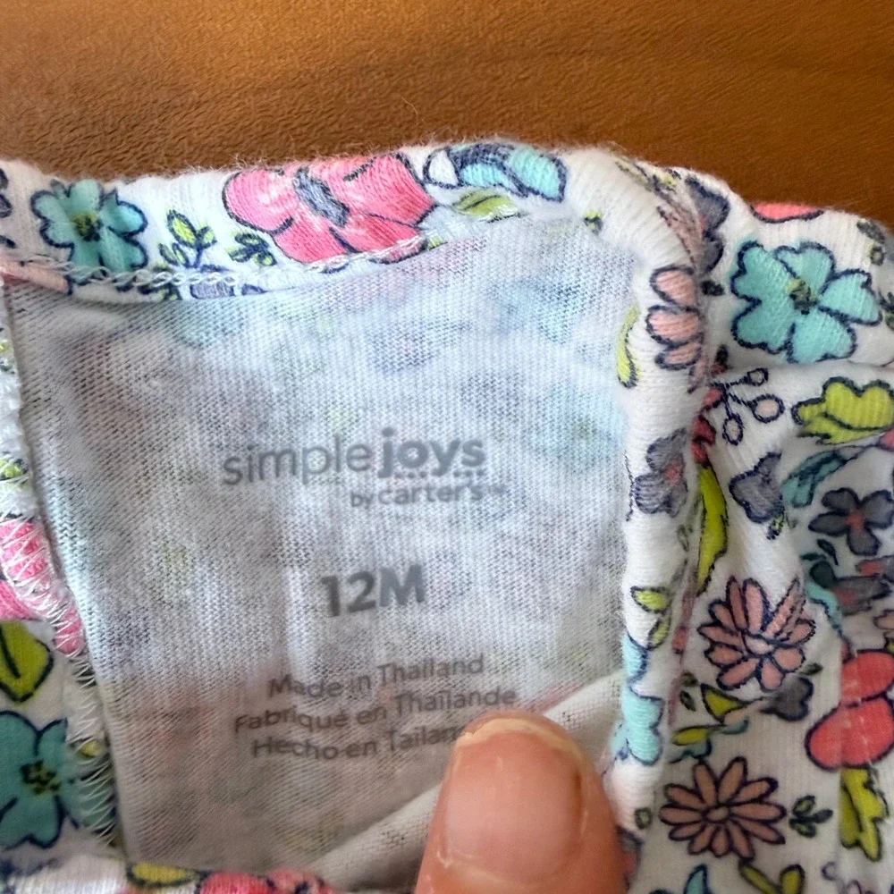 Simple Joys by Carters Baby Girl Floral Romper 12M Pink Blue Purple‎ Cotton